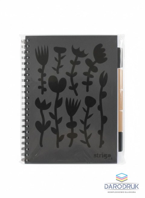 Strigo Kołozeszyt (kołonotatnik) A4 PADS FLORAL CZARNY 100k. 80g krata Strigo (PADS042)