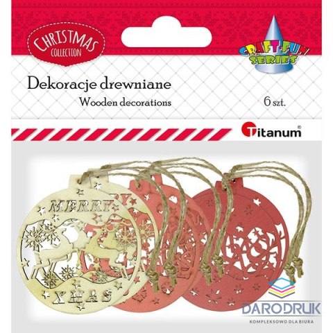Titanum Ozdoba drewniana Craft-Fun Series zawieszka bombka 3 wzory Titanum (182681D)