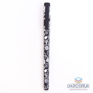 Vinson Długopis olejowy Fashion A71 KWIATY BLACK-WHITE wkład niebieski 0,7mm Vinson