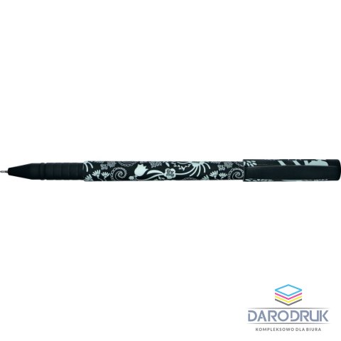 Vinson Długopis olejowy Fashion A71 KWIATY BLACK-WHITE wkład niebieski 0,7mm Vinson