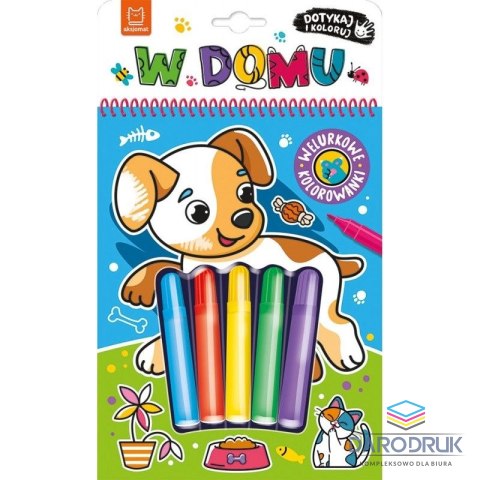 Aksjomat Książka dla dzieci Dotykaj i koloruj! W domu. Welurkowe kolorowanki Aksjomat
