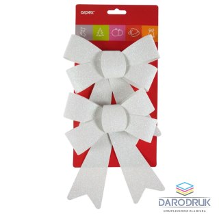 Arpex Kokarda 2 szt., białe brokatowe Arpex (BN5410BIA-0608)