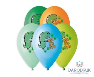 Godan Balon gumowy Premium Hel Lets Dino Party 13 cali/5 szt. mix 13cal Godan (GS120/854)