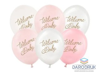 Partydeco Balon gumowy Welcome Baby różowy 300mm Partydeco (SB14P-342-081-6)