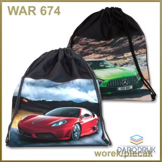 Warta Plecak (worek) na sznurkach Auta mix Warta (WAR-674)