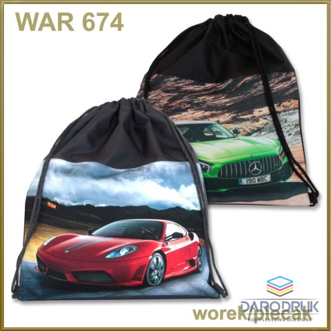 Warta Plecak (worek) na sznurkach Auta mix Warta (WAR-674)