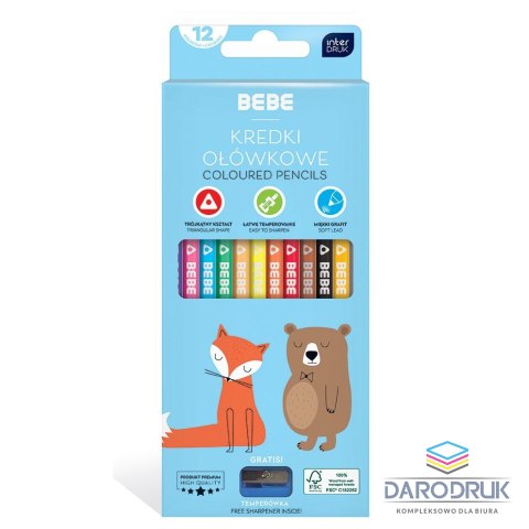 Bebe Kredki ołówkowe BB FRIENDS 12k z temperówkąś 12 kol. Bebe (590227734963)