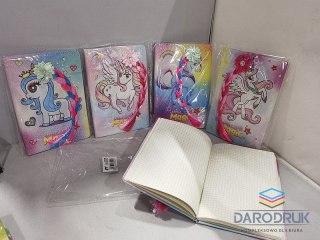 Adar Notes (notatnik) A5 z okładką z jednorożcem z warkoczem 80k. krata Adar (580190)