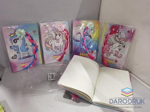 Adar Notes (notatnik) A5 z okładką z jednorożcem z warkoczem 80k. krata Adar (580190)