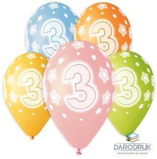 Godan Balon gumowy Premium Hel z nadrukiem 3, 13 cali/5 sztuk mix 330mm 13cal Godan (GS120/3)