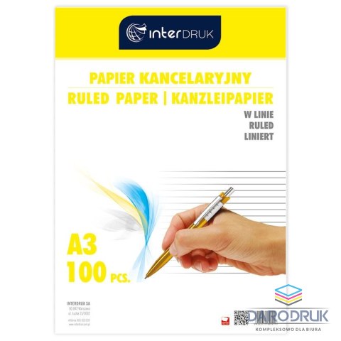 Interdruk Papier kancelaryjny A3 linia [mm:] 297x420 Interdruk (PAKA100L)
