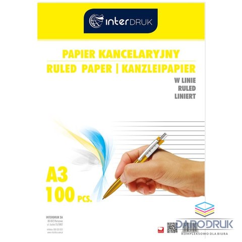 Interdruk Papier kancelaryjny A3 linia [mm:] 297x420 Interdruk (PAKA100L)