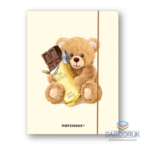 Narcissus Teczka kartonowa na gumkę Teddies& Miś z czekoladą A4 mix 270g Narcissus