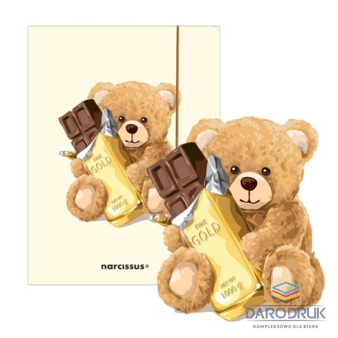 Narcissus Teczka kartonowa na gumkę Teddies& Miś z czekoladą A4 mix 270g Narcissus