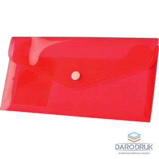 Tetis Teczka plastikowa na zatrzask koperta pp DL czerwony 140 mic. [mm:] 110x220 Tetis (BT612-C)