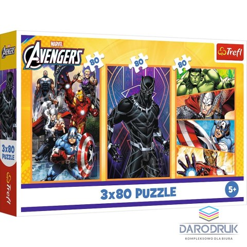 Trefl Puzzle Avengers Dni pełne akcji 3x80 el. Trefl (34883)