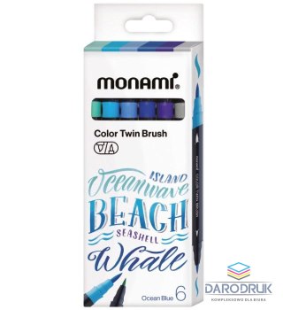 Monami Flamaster Ocean Blue dwustronny wodny z pędzelkami 20520095060 6 kol. Monami (170-2782)