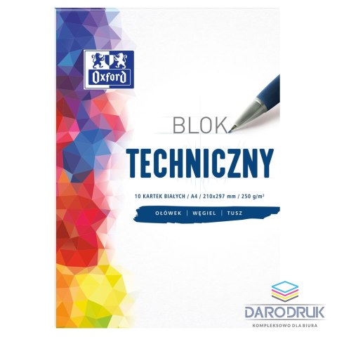 Oxford Blok techniczny Oxford A4 biały 250g 10k Oxford (400093199)