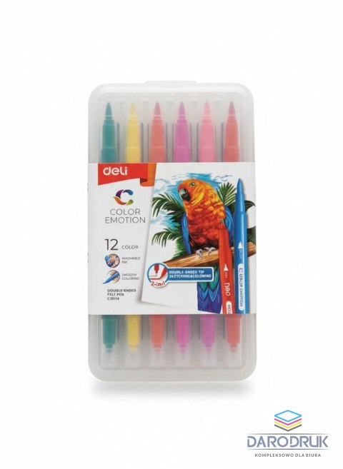 Deli Flamaster COLOR EMOTIO 12k dwustronne 12 kol. Deli (EC151-12)