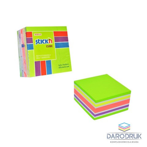 Stick'n Notes samoprzylepny (karteczki) neon mix 400k [mm:] 76x76 Stick'n (21537)