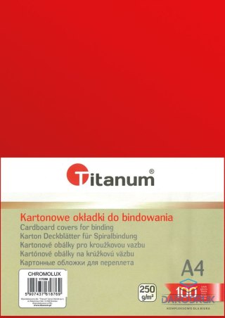 Titanum Karton do bindowania A4 błyszczący - chromolux czerwony 250g Titanum