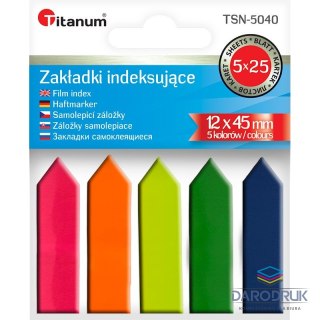 Titanum Zakładka indeksująca PP 12x45mm 5 kolorów fluo STRZAŁKI