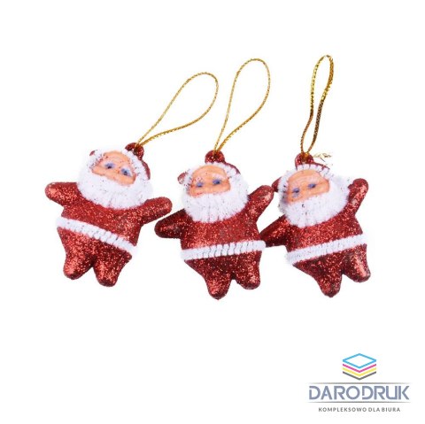 Arpex Ozdoba świąteczna brokatowe MikoŁaje 3szt. Arpex (BN5908CZE-7567)