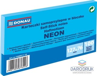 Donau Notes samoprzylepny (karteczki) Neon niebieski 100k [mm:] 127x76 Donau (7588011-10)