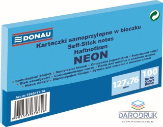 Donau Notes samoprzylepny (karteczki) Neon niebieski 100k [mm:] 127x76 Donau (7588011-10)
