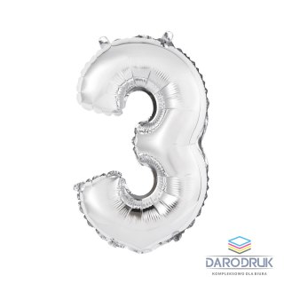 Godan Balon foliowy cyfra 3 srebrny 35 cm Godan (FG-C35S3)
