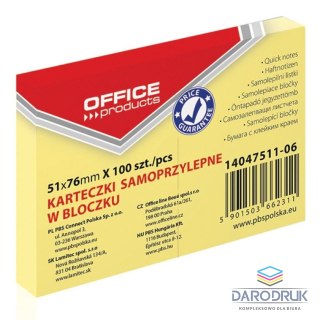 Office Products Notes samoprzylepny (karteczki) żółty 100k [mm:] 51x76 Office Products (14047511-06)