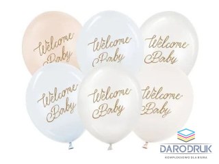 Partydeco Balon gumowy Welcome Baby niebieski 300mm Partydeco (SB14P-342-001-6)