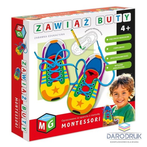 Multigra Zabawka kreatywna MONTESSORI -ZABAWKA EDUKACYJNA ZAWIĄŻ BUTY Multigra