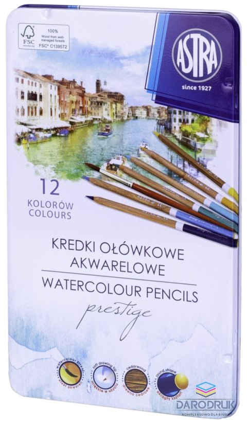 Astra Kredki akwarelowe z drewna cedrowego 12 kol. Astra