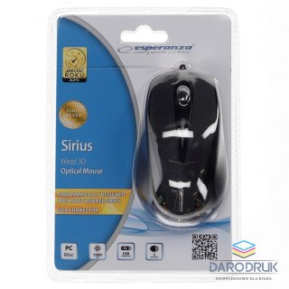 Esperanza Mysz EM102k Sirius 3D czarny Esperanza (em102k)