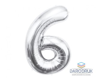 Godan Balon foliowy Cyfra 6, srebrna, 85 cm 85cal Godan (BC-HSR6)