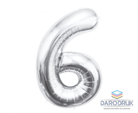 Godan Balon foliowy Cyfra 6, srebrna, 85 cm 85cal Godan (BC-HSR6)