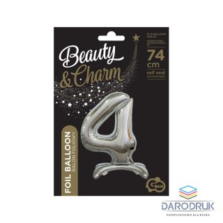 Godan Balon gumowy Beauty&Charm cyfra stojąca srebrna srebrna 30cal Godan (BC-ASS4)