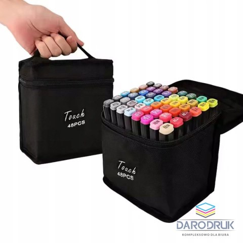 Marker specjalistyczny Touch w torbie, 48 szt. wkład mix okrągła/ścięta końcówka (789400)