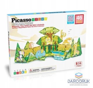 Orbico Sp. Z O.o. Klocki magnetyczne PICASSO TILES Zestaw 46 Elementy Safarii Orbico Sp. Z O.o. (PTQ12)