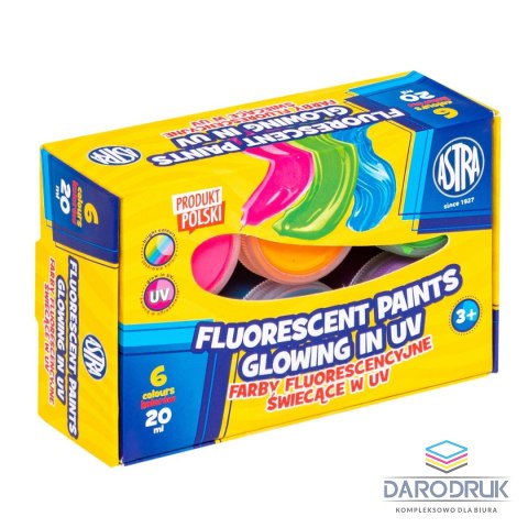 Astra Farby plakatowe dekoracyjne fluorescencyjne kolor: mix 20ml 6 kolor. Astra (301124004)
