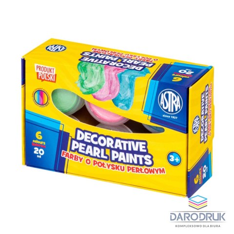 Astra Farby plakatowe dekoracyjne o połysku perłowym kolor: mix 20ml 6 kolor. Astra (301124004)