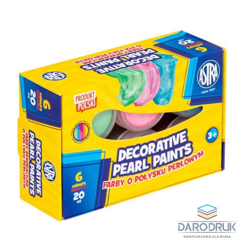 Astra Farby plakatowe dekoracyjne o połysku perłowym kolor: mix 20ml 6 kolor. Astra (301124004)