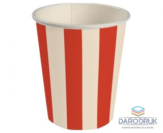 Godan Kubek jednorazowy paski czerwono beżowe papier 250ml Godan (PG-KPA2)