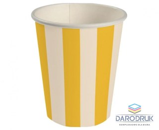 Godan Kubek jednorazowy paski żółty papier 250ml Godan (PG-KPA1)