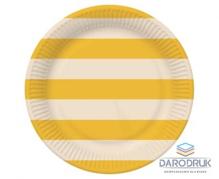 Godan Talerz jednorazowy paski żółty papier śr. 180mm 6 szt Godan (PG-TPA1)
