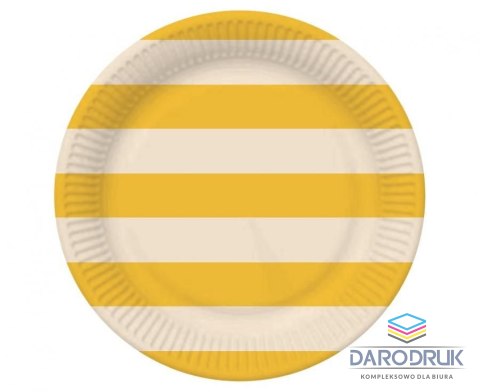Godan Talerz jednorazowy paski żółty papier śr. 180mm 6 szt Godan (PG-TPA1)