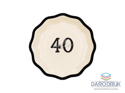 Partydeco Talerz jednorazowy Hello 40 papier śr. 180mm 6 szt Partydeco (TPP61-40)