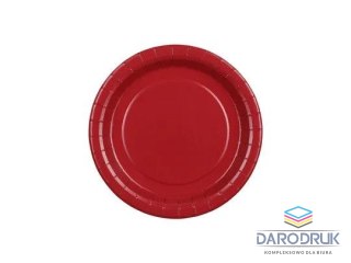 Partydeco Talerz jednorazowy ciemnoczerwony papier śr. 180mm 6 szt Partydeco (TPP90-007C)