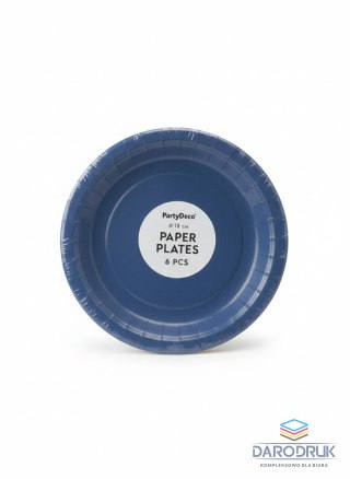 Partydeco Talerz jednorazowy granatowy papier śr. 180mm 6 szt Partydeco (TPP90-074)